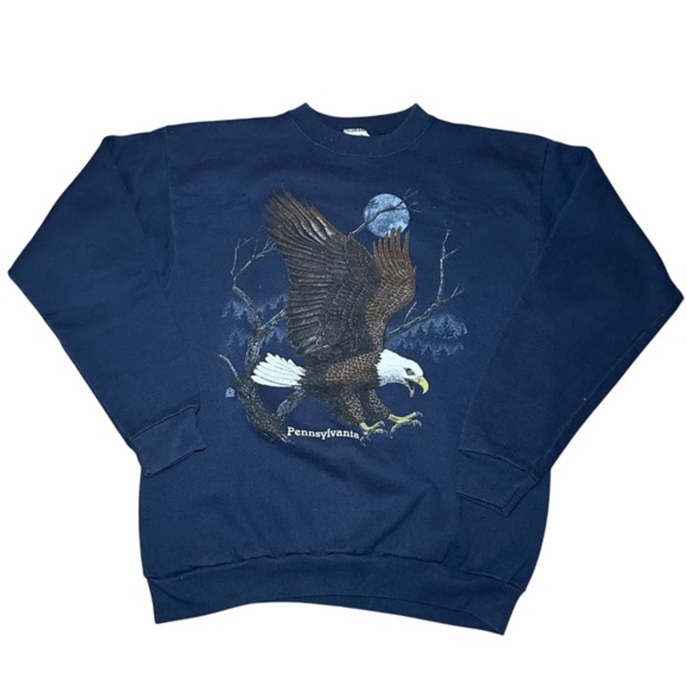 Vintage 90s Tultex Bald Eagle Pennsylvania Graphic Sweatshirt X Large USA Crew